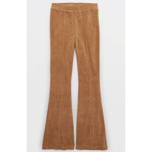 NWT Aerie Groove-On Rib Velour Flare Pant,  Size Small, Color Dark Tan